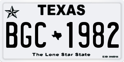 TX license plate BGC1982