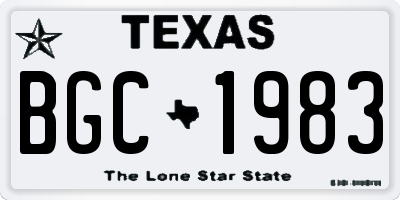 TX license plate BGC1983