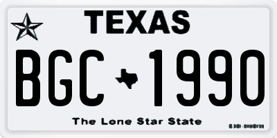 TX license plate BGC1990