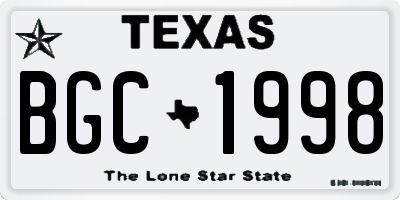 TX license plate BGC1998