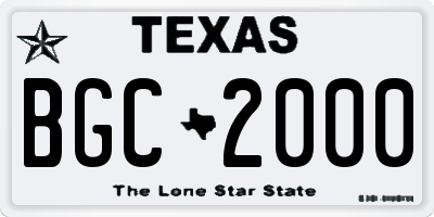 TX license plate BGC2000