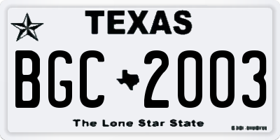 TX license plate BGC2003