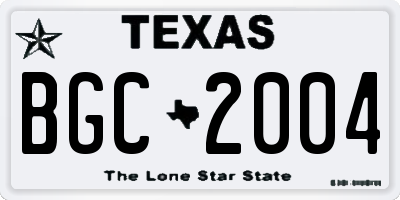 TX license plate BGC2004