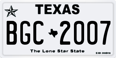 TX license plate BGC2007