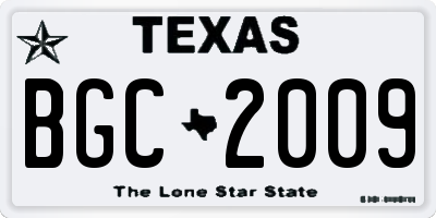 TX license plate BGC2009