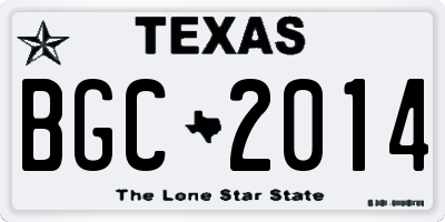 TX license plate BGC2014