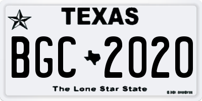 TX license plate BGC2020