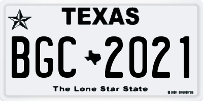 TX license plate BGC2021