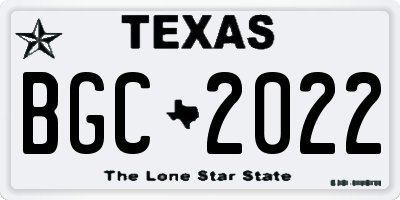 TX license plate BGC2022