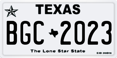TX license plate BGC2023