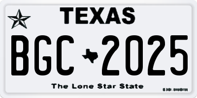 TX license plate BGC2025