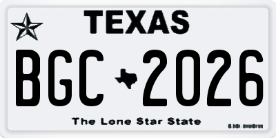 TX license plate BGC2026