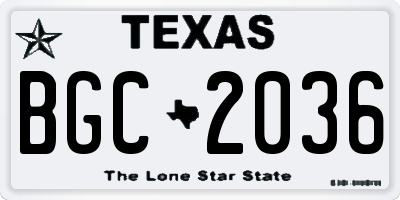 TX license plate BGC2036