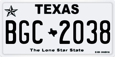 TX license plate BGC2038