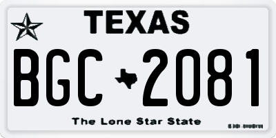 TX license plate BGC2081