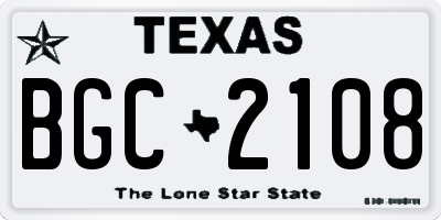 TX license plate BGC2108