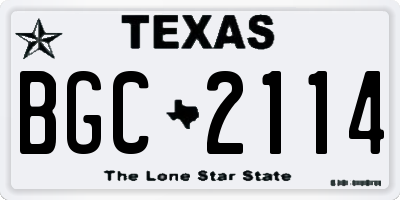 TX license plate BGC2114