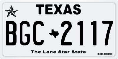 TX license plate BGC2117