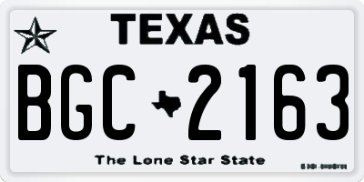 TX license plate BGC2163