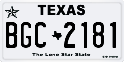 TX license plate BGC2181