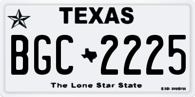 TX license plate BGC2225