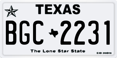 TX license plate BGC2231