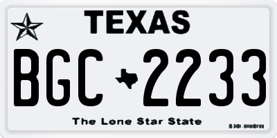 TX license plate BGC2233
