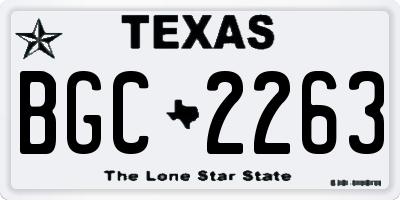 TX license plate BGC2263
