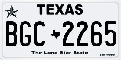 TX license plate BGC2265