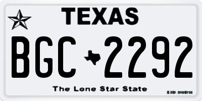 TX license plate BGC2292