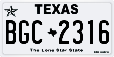 TX license plate BGC2316