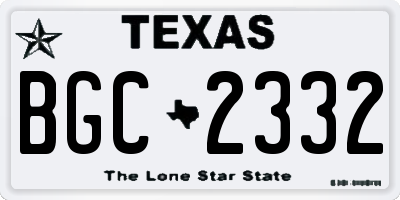 TX license plate BGC2332