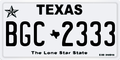 TX license plate BGC2333