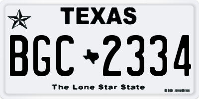 TX license plate BGC2334