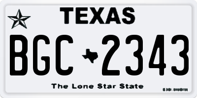 TX license plate BGC2343