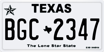 TX license plate BGC2347
