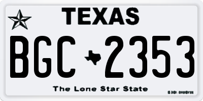 TX license plate BGC2353