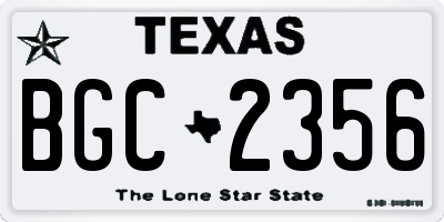 TX license plate BGC2356