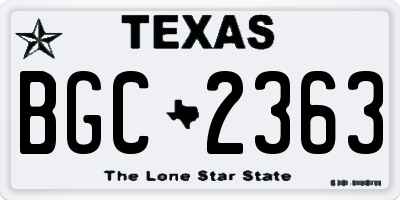 TX license plate BGC2363