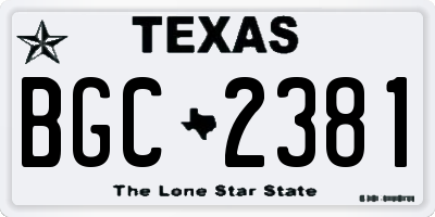 TX license plate BGC2381