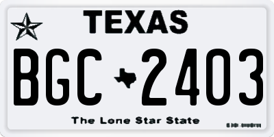 TX license plate BGC2403