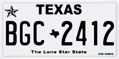 TX license plate BGC2412