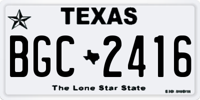 TX license plate BGC2416
