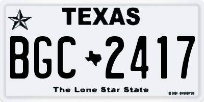 TX license plate BGC2417