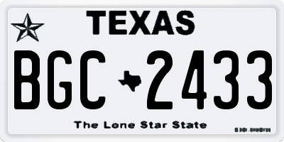 TX license plate BGC2433