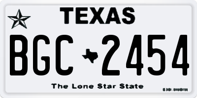 TX license plate BGC2454