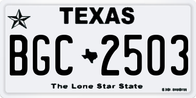 TX license plate BGC2503