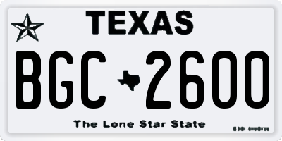 TX license plate BGC2600