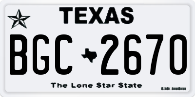 TX license plate BGC2670
