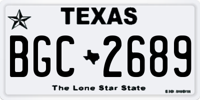 TX license plate BGC2689